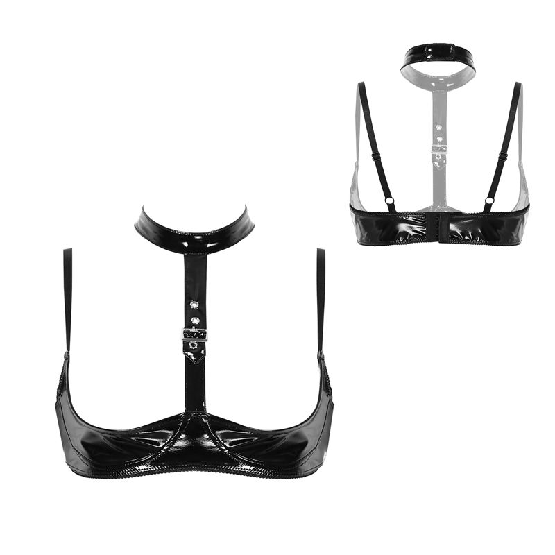 Dames Lakleer Lingerie Set Zwa - Bralette Triangle Set recensie en prijs