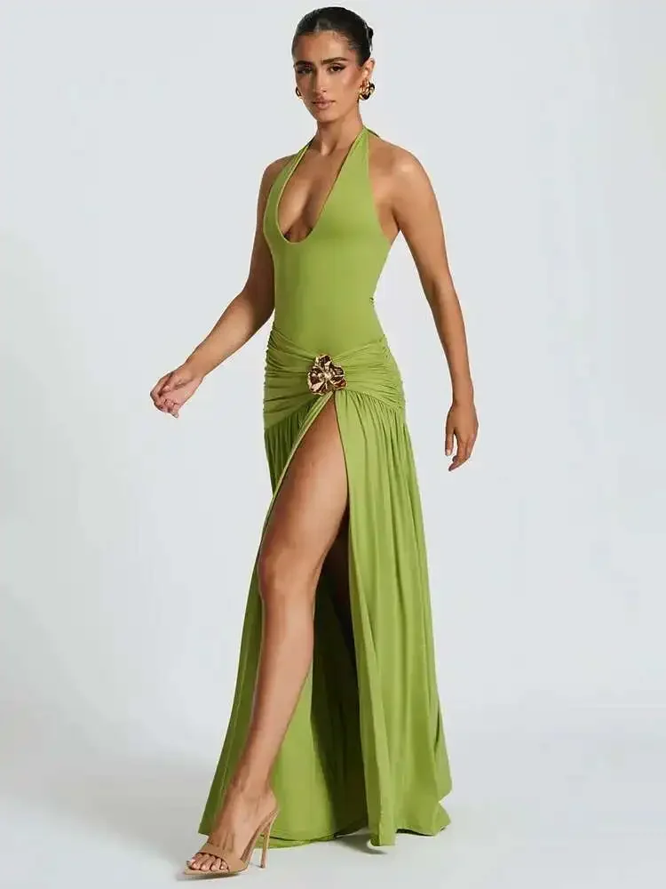 Elegante sexy split-backless m - Maxi Dress Halter recensie en prijs