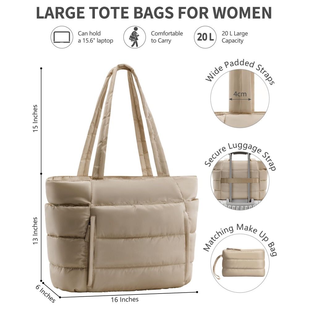 Ruime Puffer Tote Bag voor dam - Tote Bag Beach recensie en prijs